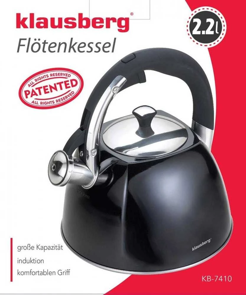 Juodas 2,2 l virdulys su švilpuku Klausberg KB-7410
