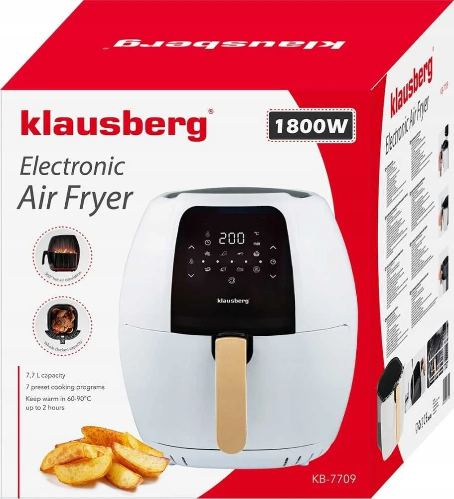 Gruzdintuvė 7,7 l oro gruzdintuvė, balta ir auksinė, Klausberg