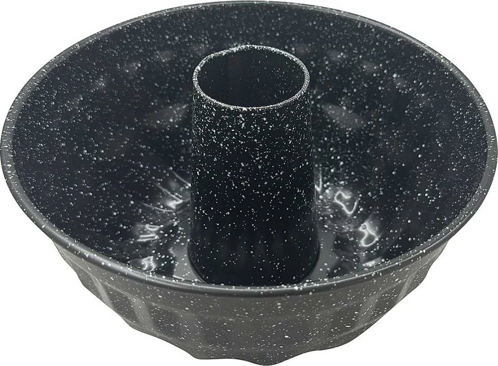 Forma, metalinė, apvali su skylute, nelimpanti danga, juoda, 22 cm skersmens, Klausberg, kb-7839