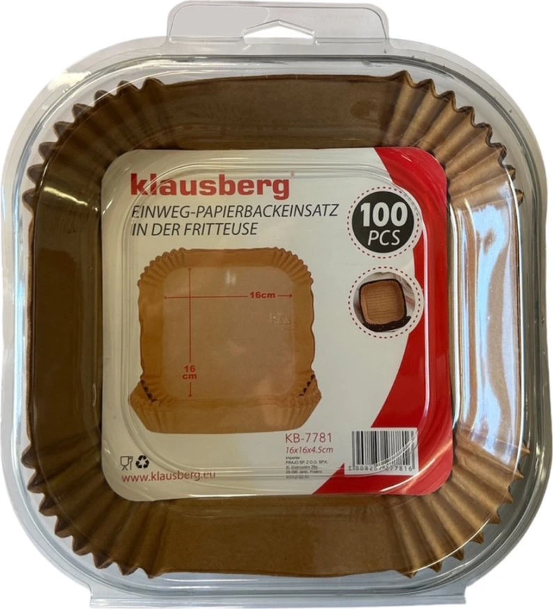 Kasetė Popierinis kepimo įdėklas gruzdintuvei 16x16cm klausberg KB-7781