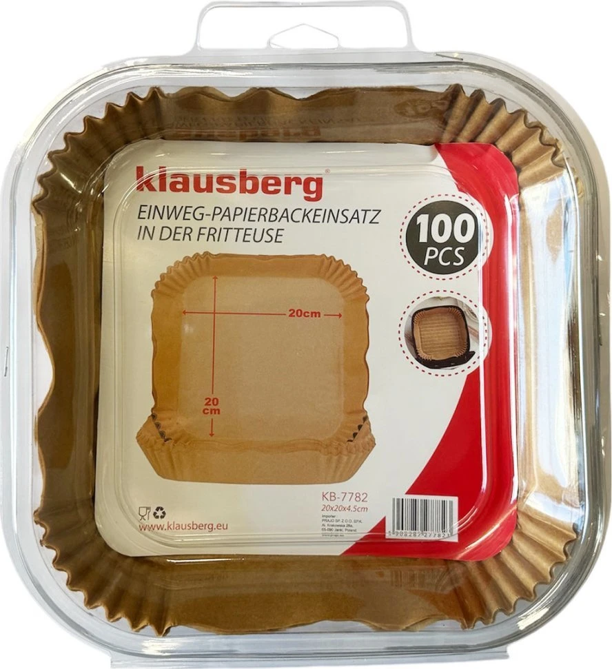 Kasetė Popierinis kepimo įdėklas gruzdintuvei 20x20cm klausberg KB-7782