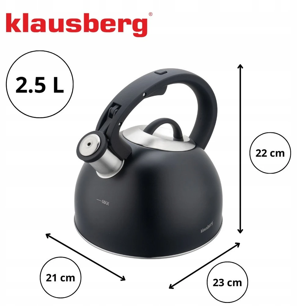 Virdulys, Tradicinis virdulys 2,5 l, juodas Klausberg