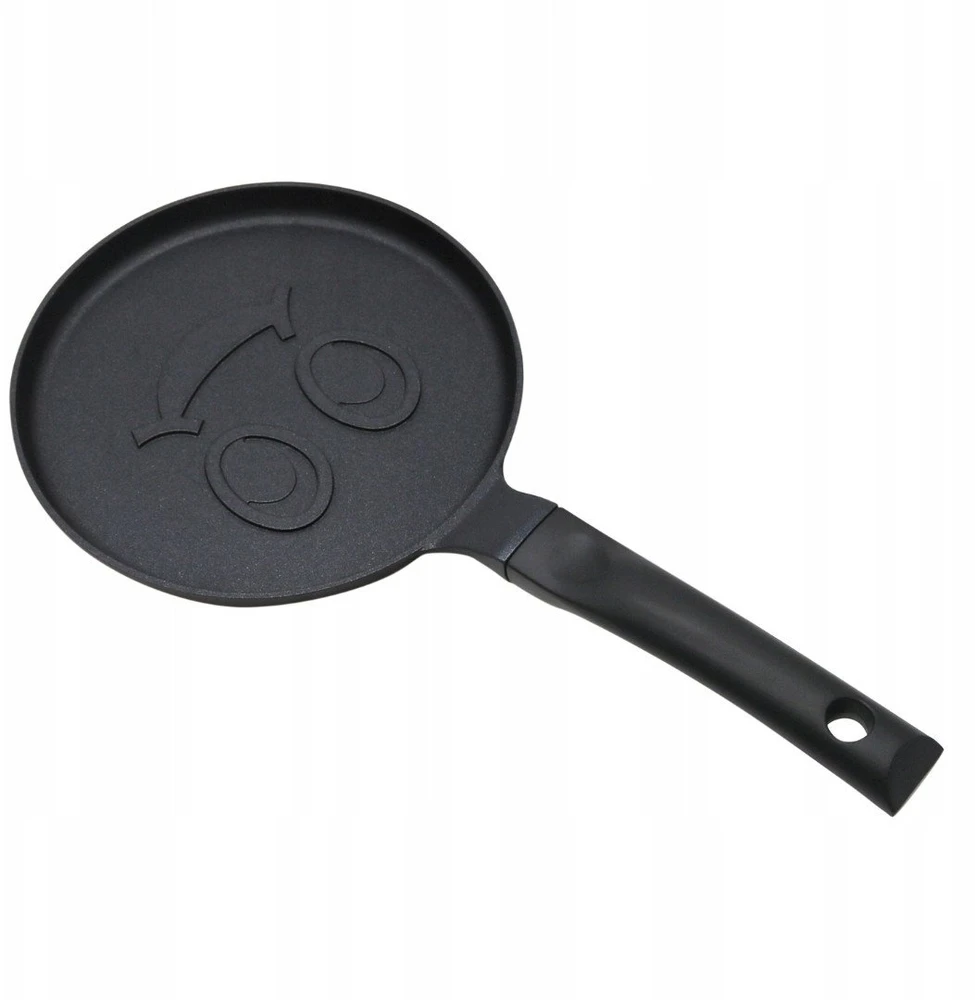 Keptuvė Blynų kepimo forma, su besišypsančio veido raštu, aliumininė, nelimpanti danga, juoda, 18 cm skersmens, Klausberg, kb-7971