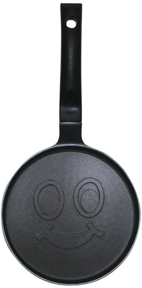 Keptuvė Blynų kepimo forma, su besišypsančio veido raštu, aliumininė, nelimpanti danga, juoda, 18 cm skersmens, Klausberg, kb-7971