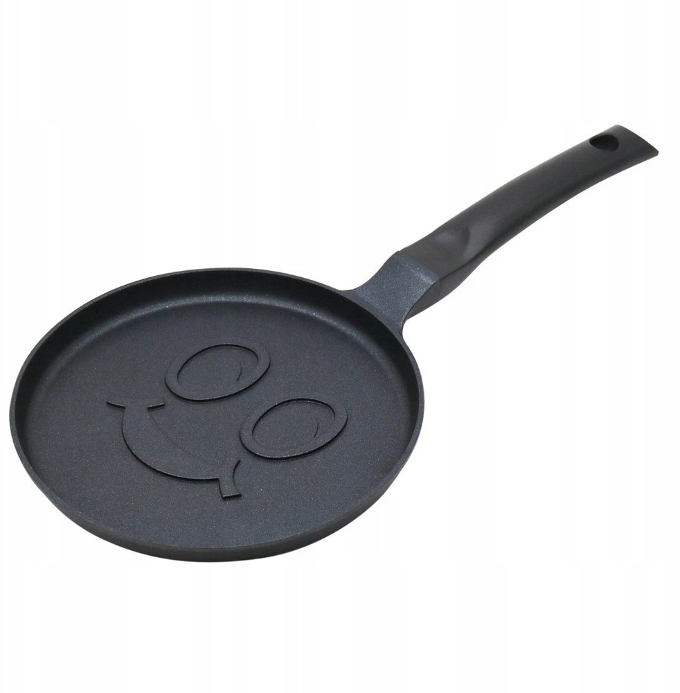 Keptuvė Blynų kepimo forma, su besišypsančio veido raštu, aliumininė, nelimpanti danga, juoda, 18 cm skersmens, Klausberg, kb-7971