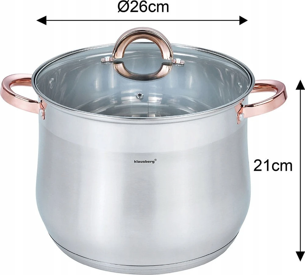 Puodas STALOWY GASTRONOMICZNY 8.6L 24CM KLAUSBERG KB-7793 ROSE GOLD