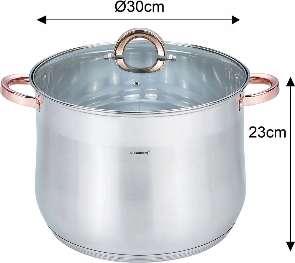 Puodas STALOWY GASTRONOMICZNY 16L 30CM KLAUSBERG KB-7796 ROSE GOLD