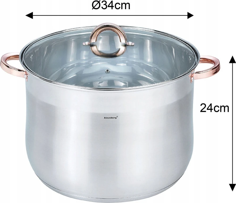 Puodas STALOWY GASTRONOMICZNY 22.4L 34CM KLAUSBERG KB-7798 ROSE GOLD