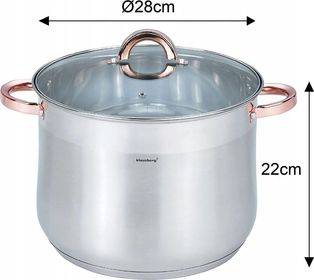 Puodas STALOWY GASTRONOMICZNY 13L 28CM KLAUSBERG KB-7795 ROSE GOLD