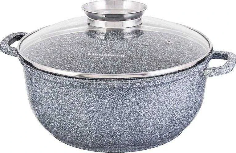 Puodas Klausberg aliuminio puodas, pilkas marmuras, 20 cm skersmens, 2,3 l talpos