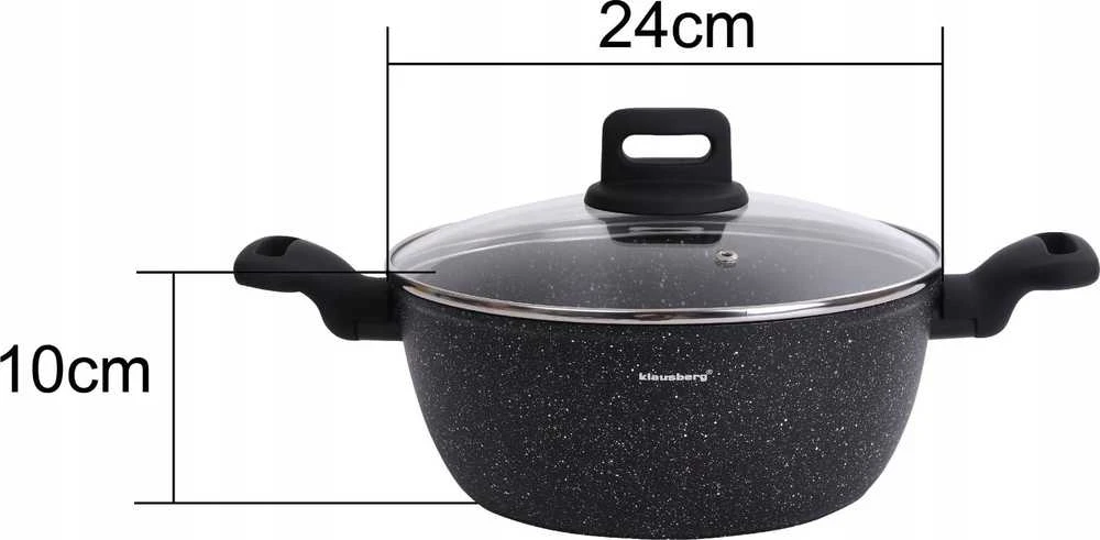 Puodas Puodas, juodas marmuras, 24 cm skersmens, 3,79 l, Klausberg