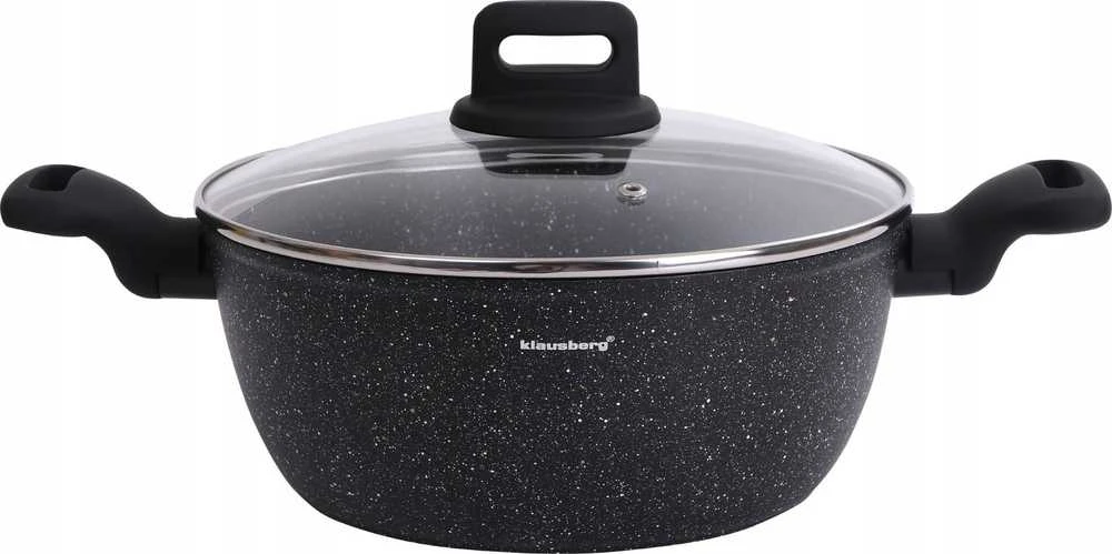 Puodas Puodas, juodas marmuras, 24 cm skersmens, 3,79 l, Klausberg