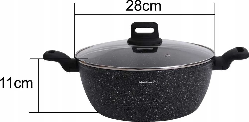 Puodas Puodas, juodas marmuras, 28 cm skersmens, 5,71 l, Klausberg