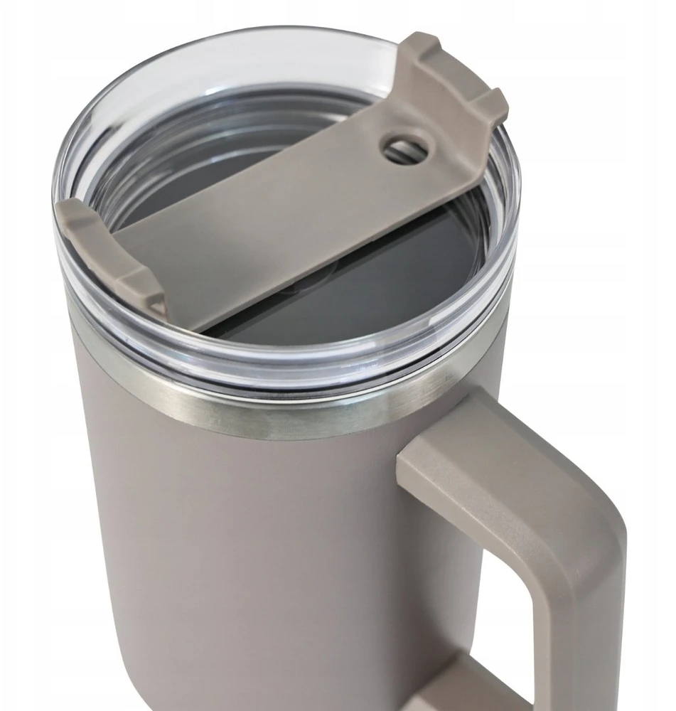 Puodelis Termospuodelis su šiaudeliu, pilkas, 1100 ml, nerūdijančio plieno, Klausberg, kb-7943