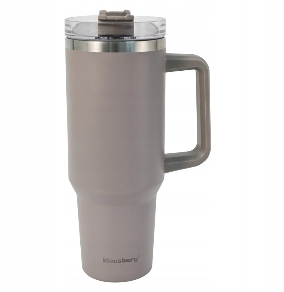 Puodelis Termospuodelis su šiaudeliu, pilkas, 1100 ml, nerūdijančio plieno, Klausberg, kb-7943