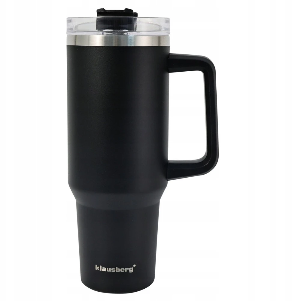 Puodelis Termospuodelis su šiaudeliu, juodas, 1100 ml, nerūdijančio plieno, Klausberg, kb-7942