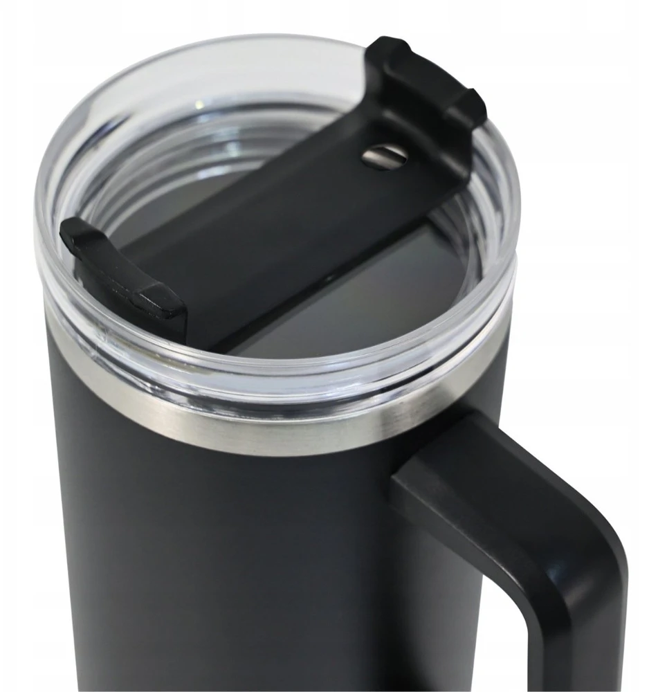 Puodelis Termospuodelis su šiaudeliu, juodas, 1100 ml, nerūdijančio plieno, Klausberg, kb-7942