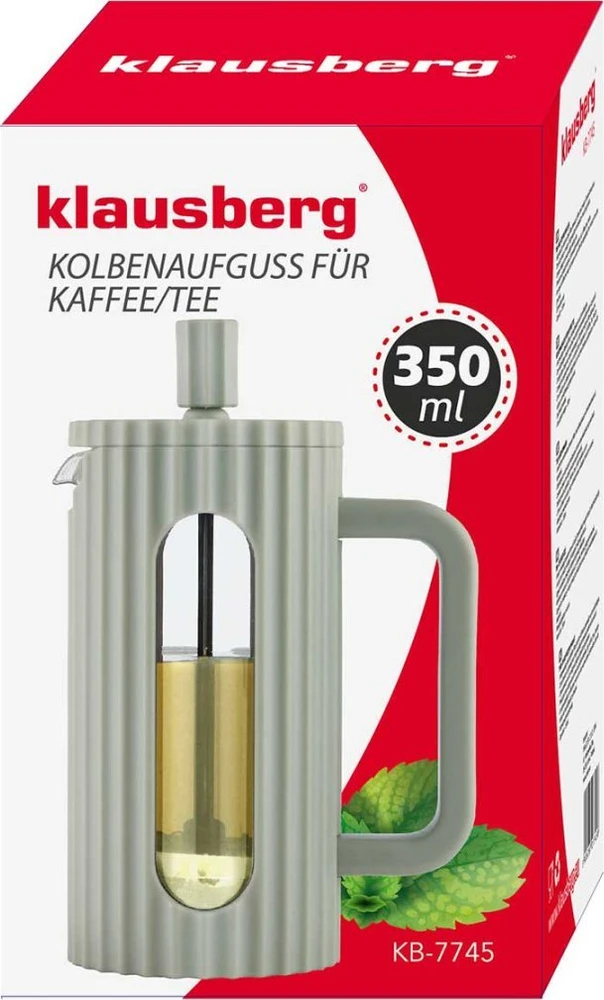 ZAPARZACZ DO HERBATY KAWY SZKLANY FRENCH PRESS 350 ML Žalias KLAUSBERG KB-7745