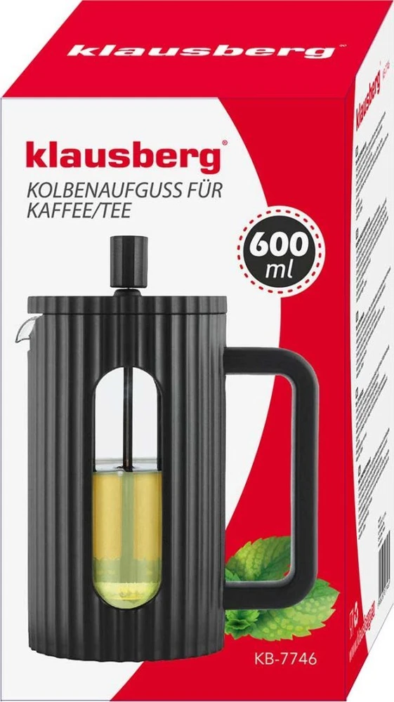 ZAPARZACZ DO HERBATY KAWY SZKLANY FRENCH PRESS 600 ML JUODA KLAUSBERG KB-7746