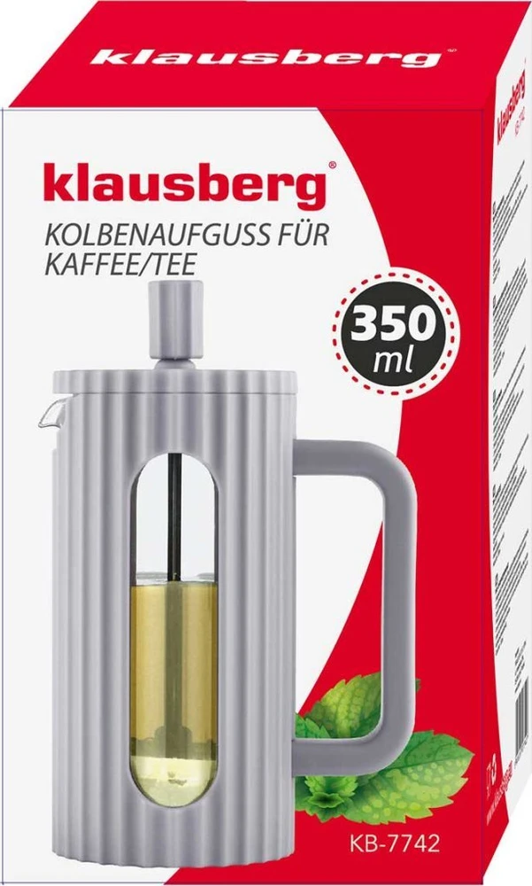 Kavos aparatas Klausberg Zaparzacz Kavos/arbatos virimo aparatas su presu, talpa 0,35 l, pilkos spalvos, kb7742
