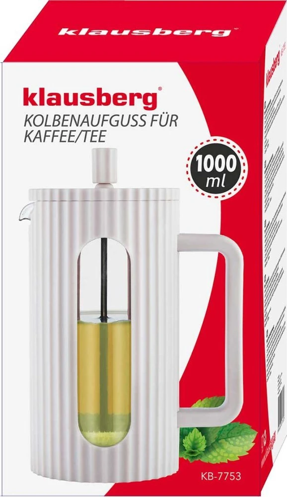 ZAPARZACZ DO HERBATY KAWY SZKLANY FRENCH PRESS 1000 ML KREMOWY KLAUSBERG KB-7753