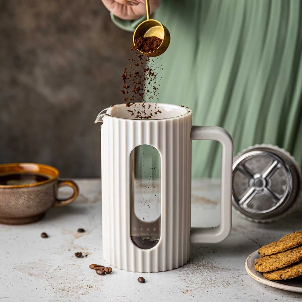 ZAPARZACZ DO HERBATY KAWY SZKLANY FRENCH PRESS 600 ML KREMOWY KLAUSBERG KB-7748