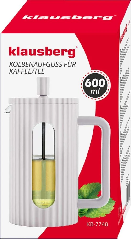 ZAPARZACZ DO HERBATY KAWY SZKLANY FRENCH PRESS 600 ML KREMOWY KLAUSBERG KB-7748