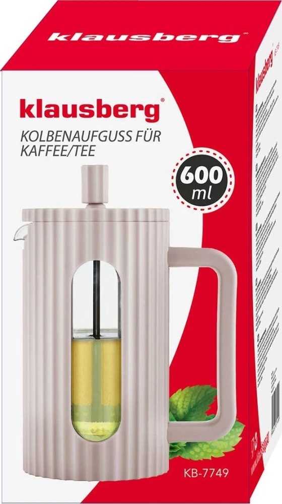 ZAPARZACZ DO HERBATY KAWY SZKLANY FRENCH PRESS 600 ML BEŻOWY KLAUSBERG KB-7749