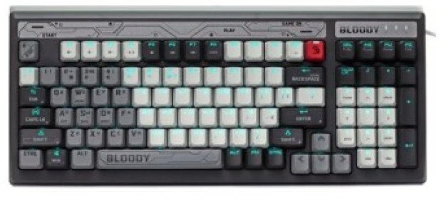 Klaviatūra A4Tech Bloody B950 su pašvietimu mechaninė žaidimams klaviatūra RGB, Brown Switch, USB, CZ, pilka