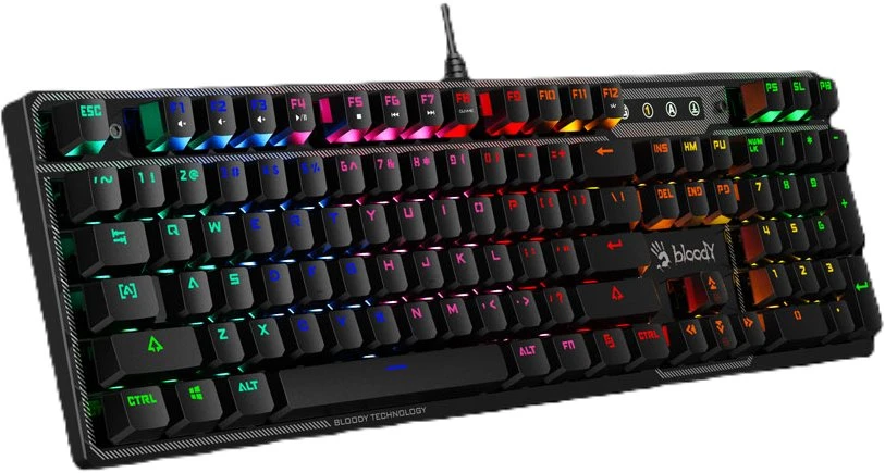 A4tech Bloody Klaviatūra B750N, žaidimų klaviatūra, mechaninė, laidinė, žalias jungiklis, CZ/SK, juodas