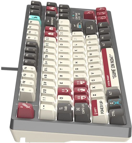 Klaviatūra žaidimams A4Tech Bloody S87 Raudona su laidu mechaninė su pašvietimu pilka