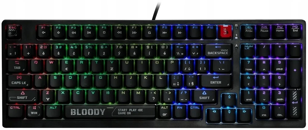 Klaviatūra A4Tech Bloody S98 Juodas RGB mechaninė klaviatūra žaidimams USB CZ