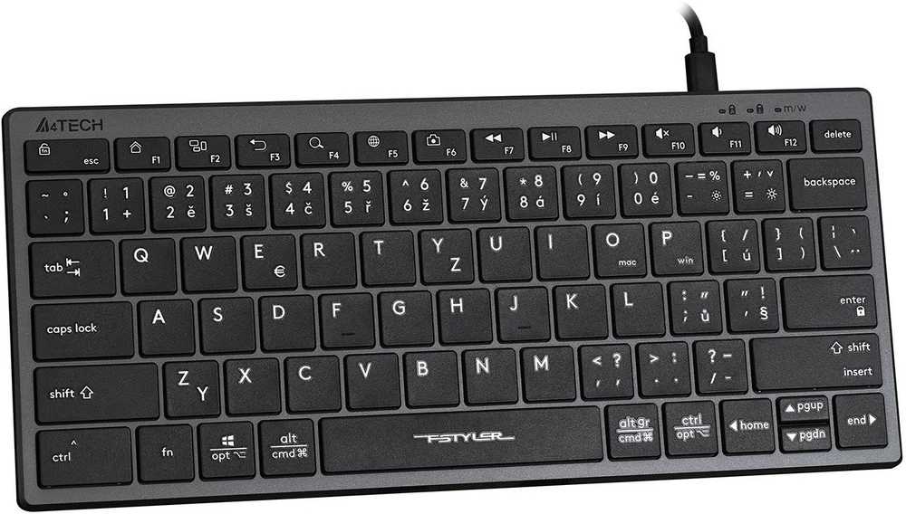 A4Tech FX51 Klaviatūra su laidu (USB) CZ, pilka