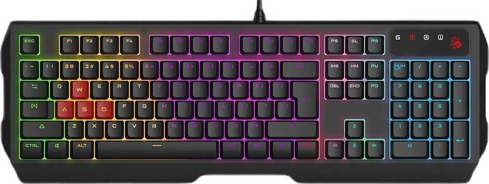 Klaviatūra žaidimams A4Tech B140N su laidu membraninė su pašvietimu juoda
