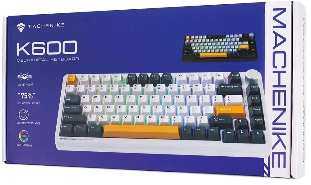 Machenike K600-B82W Belaidė mechaninė su pašvietimu Klaviatūra žaidimams GR Sidabrinis Switch - Juodas