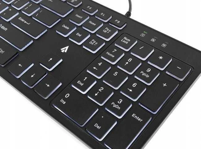 Klaviatūra Accura Artesia ACC-K1408 su laidu 100% (full-size) su pašvietimu juoda