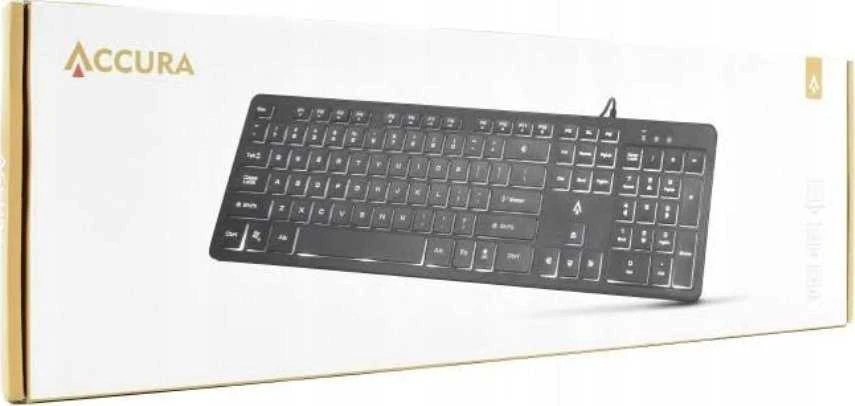 Klaviatūra Accura Artesia ACC-K1408 su laidu 100% (full-size) su pašvietimu juoda