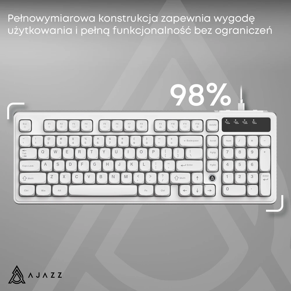 Klaviatūra membraninė su laidu Ajazz AF98 balta