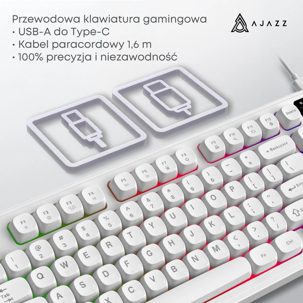 Klaviatūra membraninė su laidu Ajazz AF98 balta