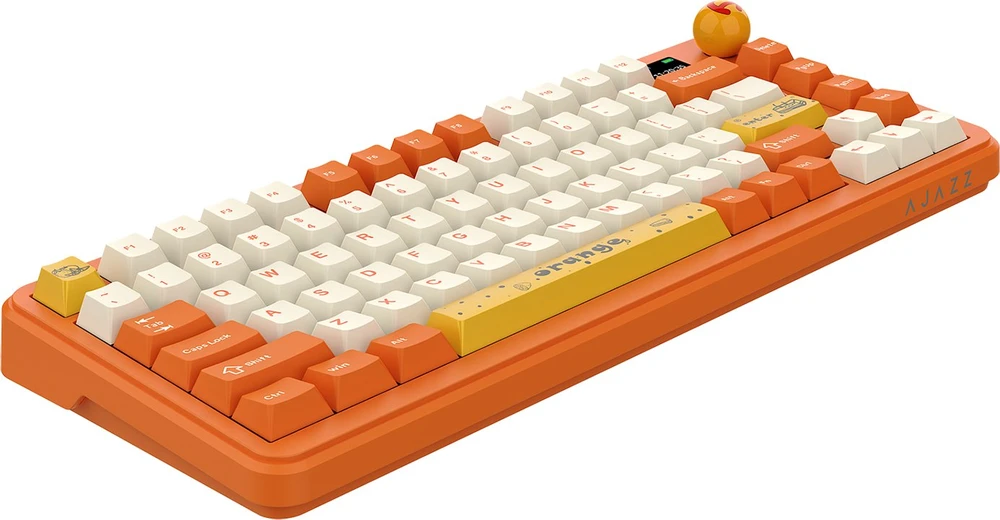 Oranžinis Klaviatūra mechaninė belaidė Ajazz AK820 MAX PLUS Avocado Switch Oranžinis su ekranem