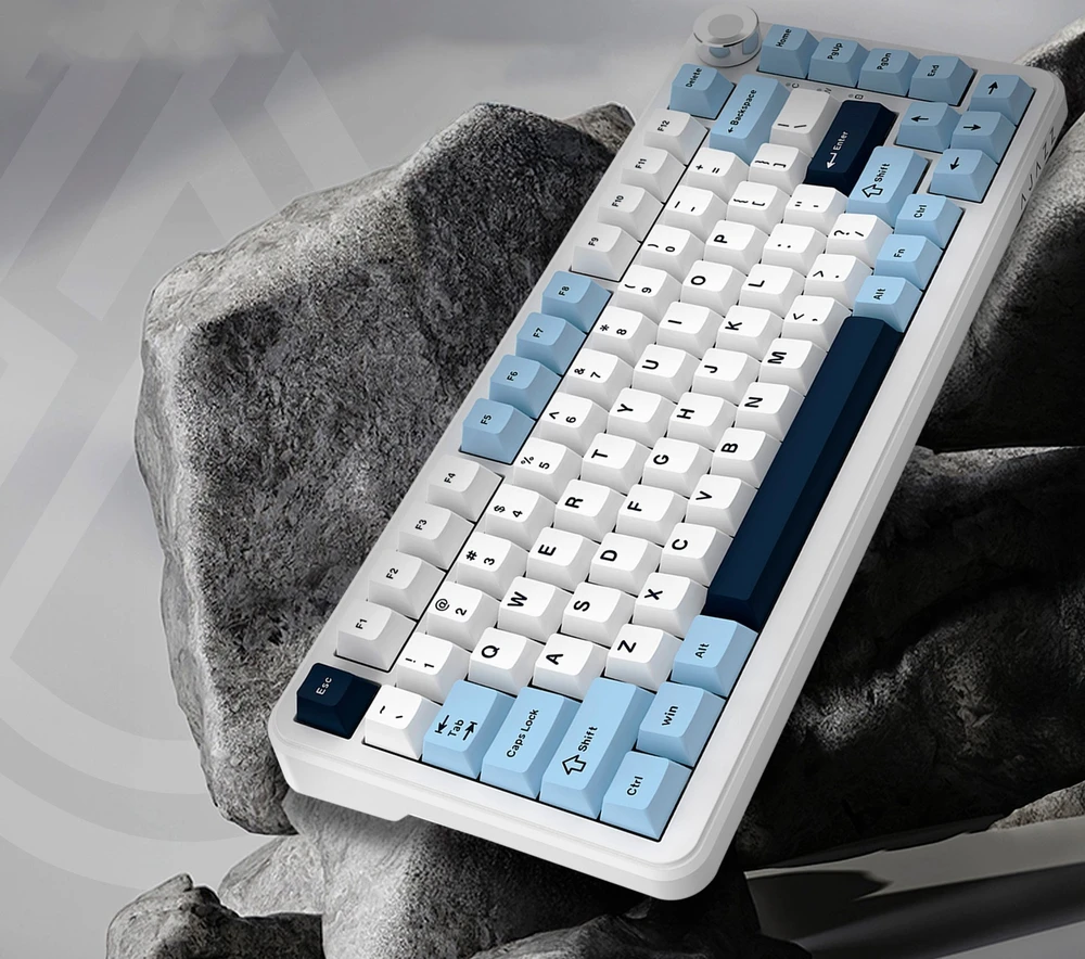 Ajazz Belaidė mechaninė klaviatūra AK820 MAX PLUS – Daydream Switch – Žydra/Balta/Tamsiai mėlyna – 3 režimai RGB