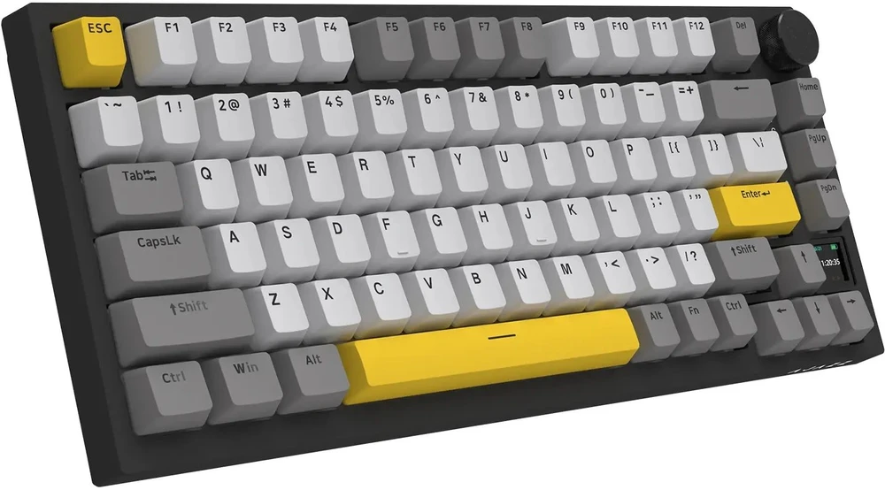 Juodas pilkas Gelton RGB Ajazz AK820 Pro Flying Fish Switch belaidė mechaninė klaviatūra