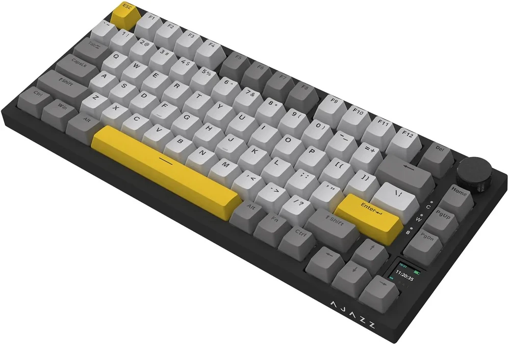 Juodas pilkas Gelton RGB Ajazz AK820 Pro Flying Fish Switch belaidė mechaninė klaviatūra