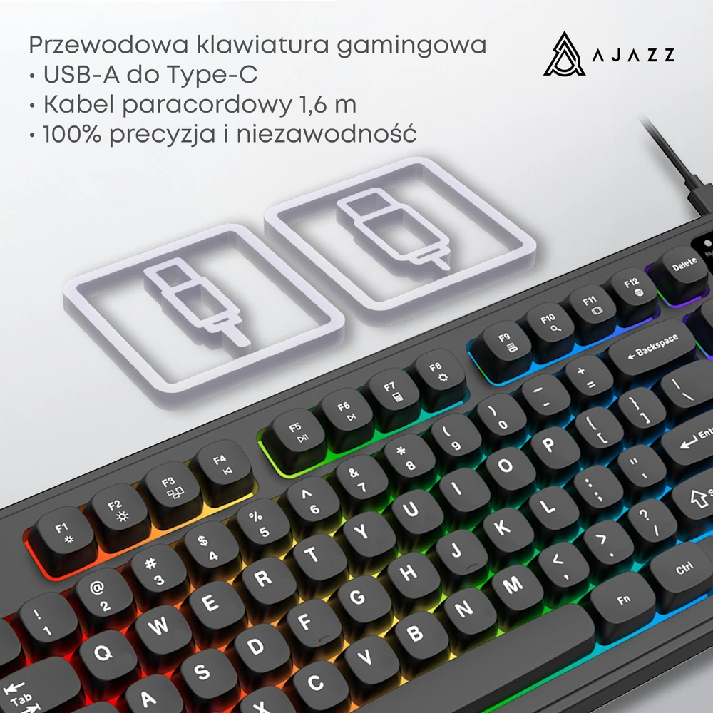 Klaviatūra membraninė su laidu Ajazz AF98 juoda