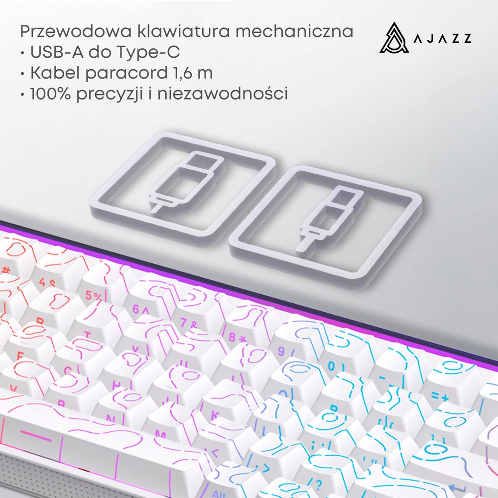 Klaviatūra mechaninė su laidu Ajazz NK68 Raudona Switch balta