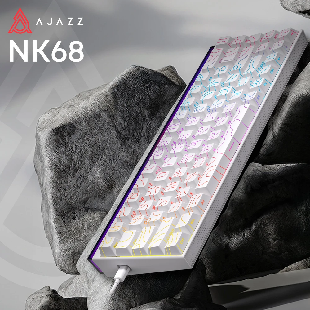 Klaviatūra mechaninė su laidu Ajazz NK68 Raudona Switch balta