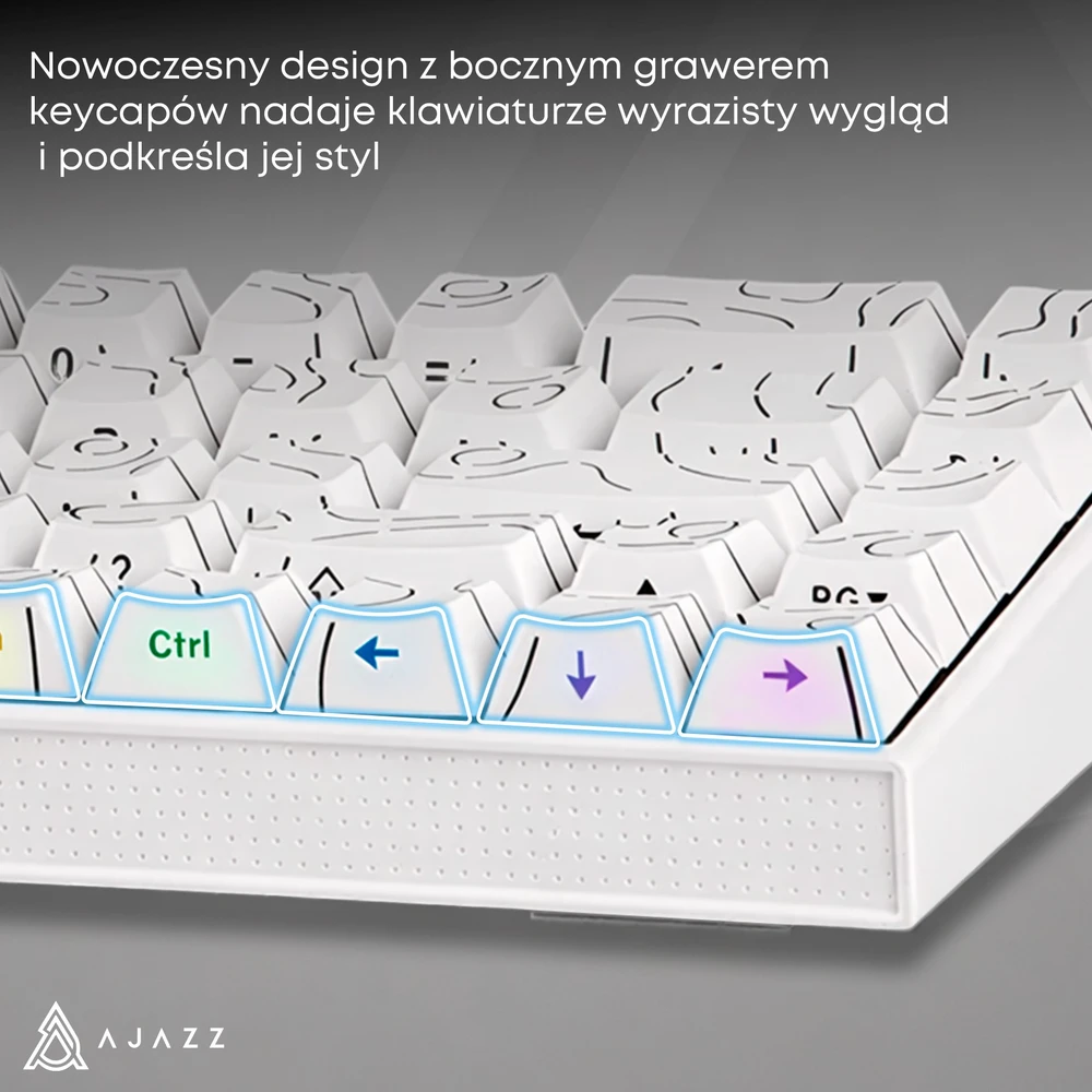 Klaviatūra mechaninė su laidu Ajazz NK68 Raudona Switch balta
