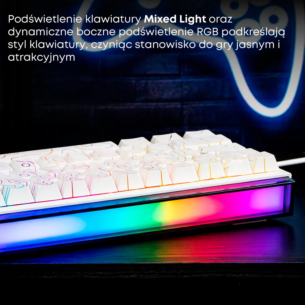 Klaviatūra mechaninė su laidu Ajazz NK68 Raudona Switch balta