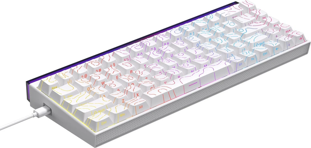Klaviatūra mechaninė su laidu Ajazz NK68 Raudona Switch balta