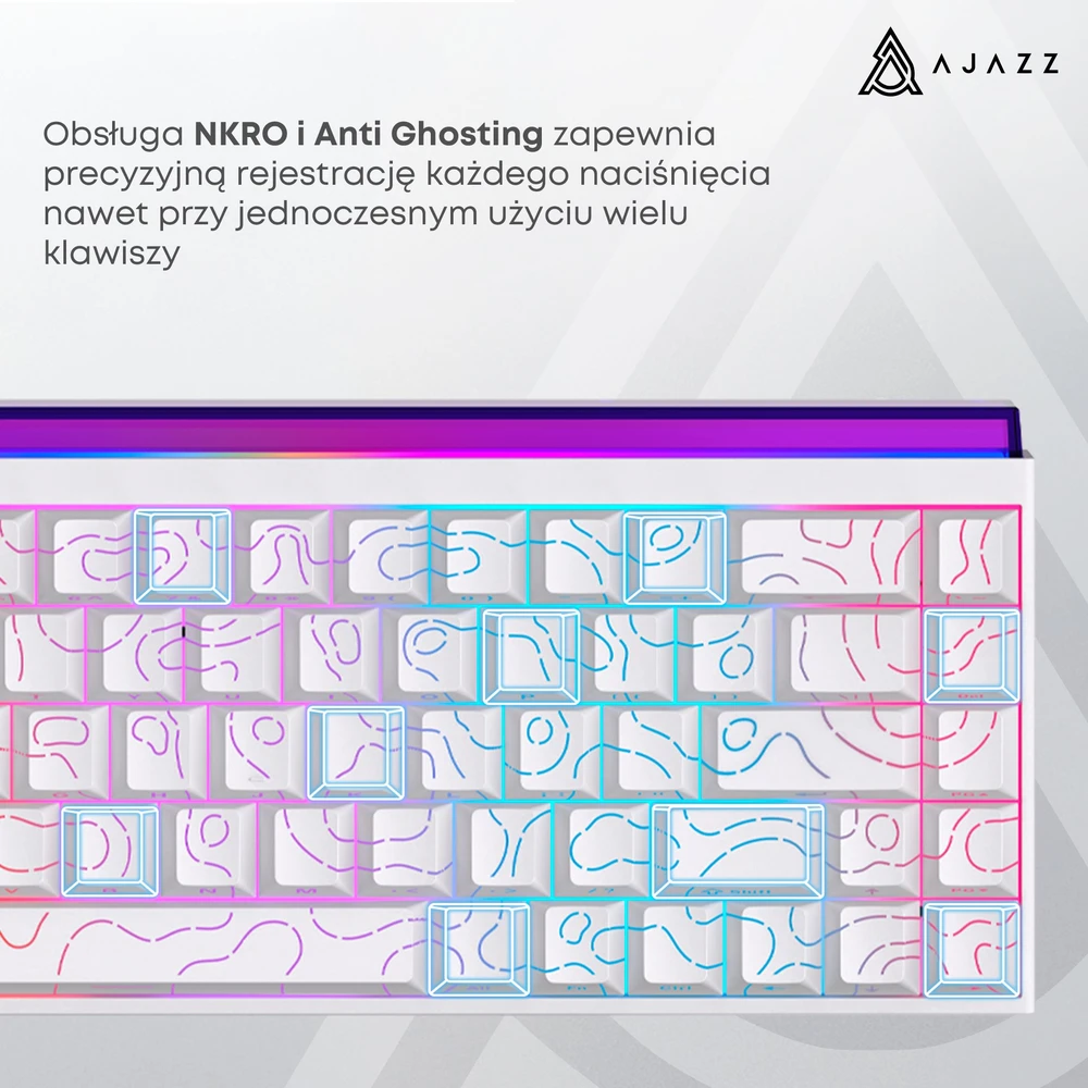 Klaviatūra mechaninė su laidu Ajazz NK68 Raudona Switch balta